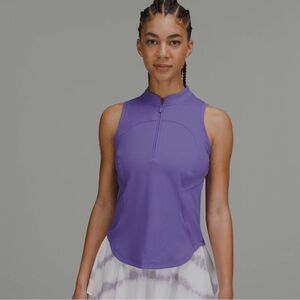 Lululemon Front Zip Mock-Neck Tennis Tank Top. Charged Indigo. Size 10